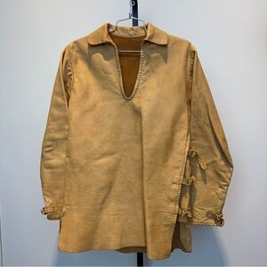 Butter suede leather longsleeve tunic mini dress buckle side details XS S